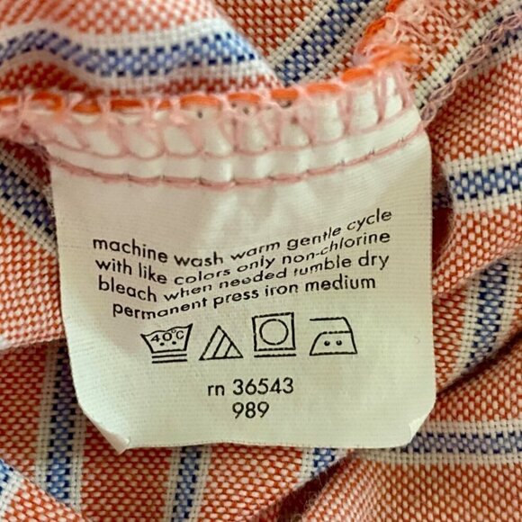 Van Heusen Orange Blue Long Sleeve Button Down Wrinkle Free Men's Shirt Size 17 - Picture 8 of 8